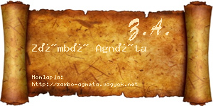 Zámbó Agnéta névjegykártya